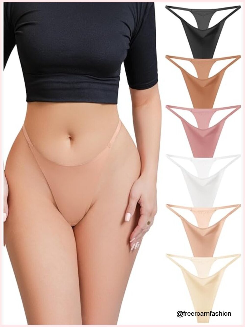 Seamless Thong Panties Low Rise No Show Stretchy G-String Everyday Wear